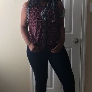 Pink & black tribal blouse